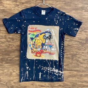 Navy Blue bleached Parrot Sailer Tee in Small and Medium.